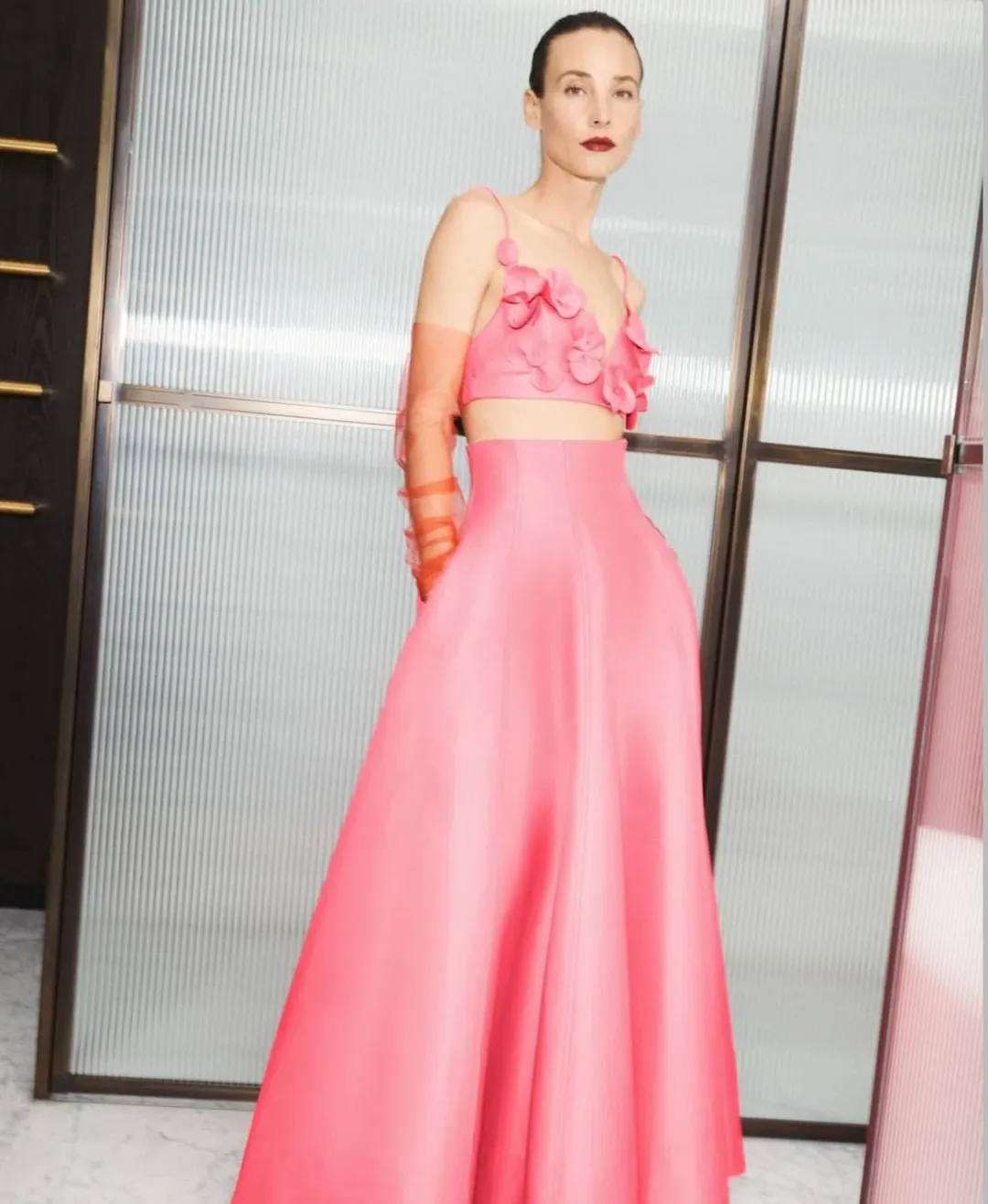 Acler Isla Top and Maxi Skirt Set Pink Rose Size 8 for rent on The Volte - main image