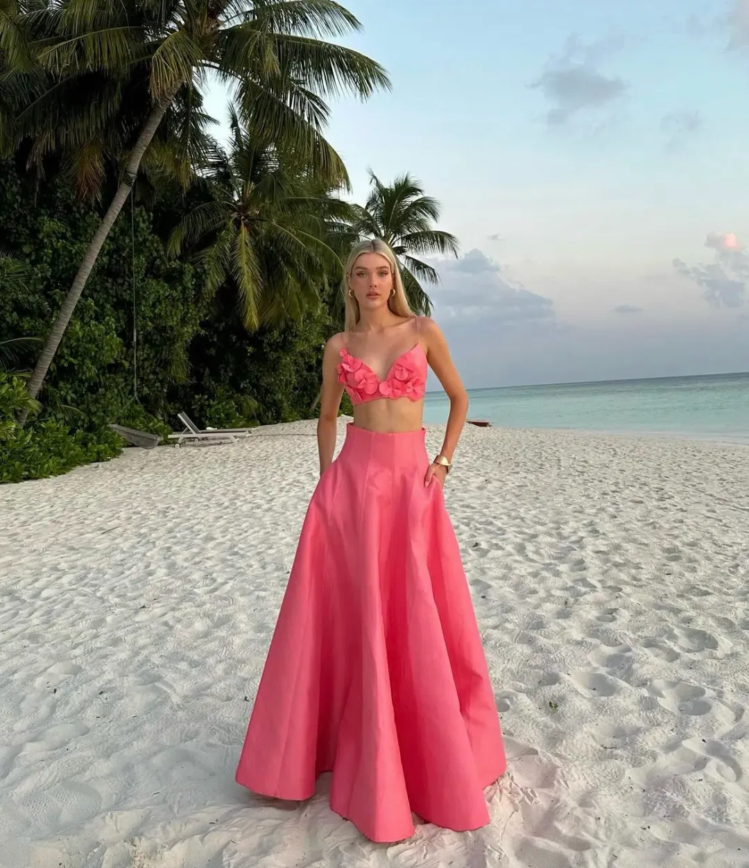 Acler Isla Top and Maxi Skirt Set Pink Rose Size 8 for rent on The Volte - main image