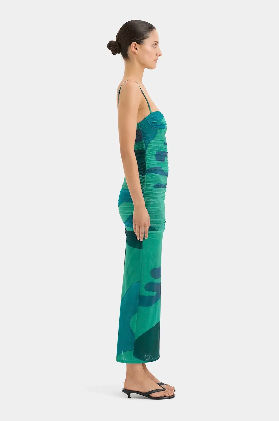 Sir the Label Frankie Gathered Midi Dress Emerald Reflection Size 8 for rent on The Volte - main image