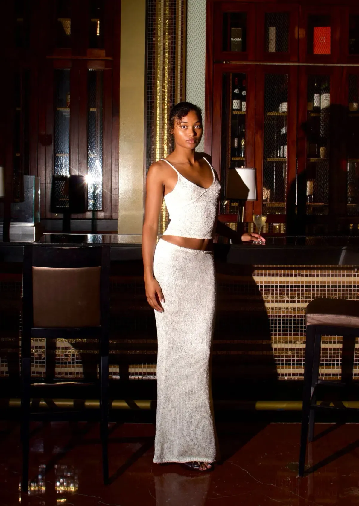 Asta Resort Carolina Camisole and Skirt Set in Ivory Sequin Size S / AU 8 for rent on The Volte - main image