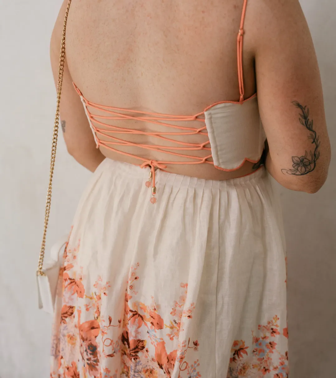 Zimmermann Devi Scallop Midi Dress in Cream Floral Size 3 / AU 10-12 for rent on The Volte - main image