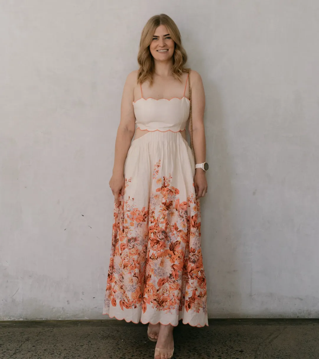 Zimmermann Devi Scallop Midi Dress in Cream Floral Size 3 / AU 10-12 for rent on The Volte - main image