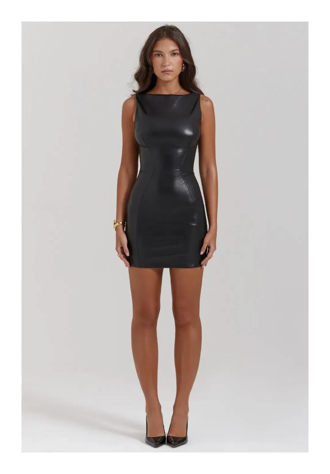 House of CB Leola Vegan Leather Dress Black Size XS / AU 6 for rent on The Volte - main image