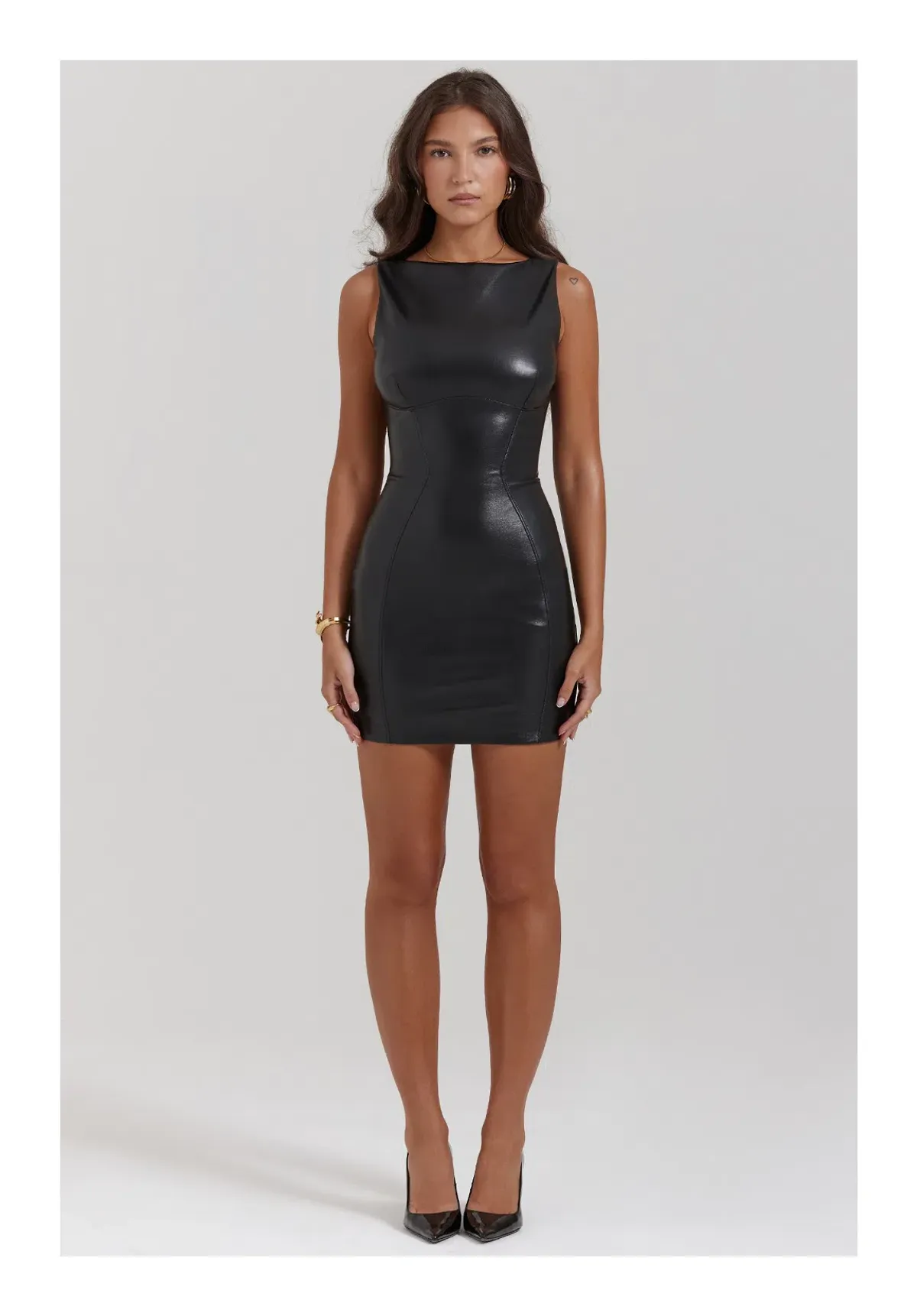 House of CB Leola Vegan Leather Dress Black Size XS / AU 6 for rent on The Volte - main image