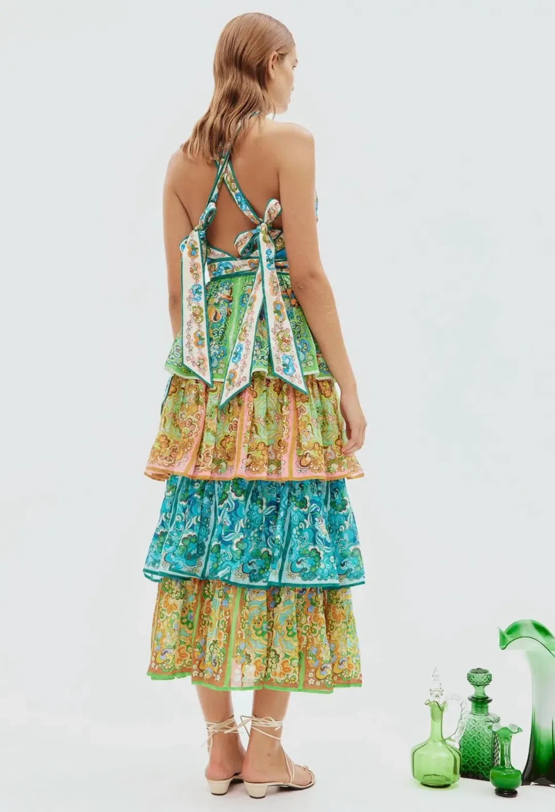 Alemais Dreamer Halter Tier Dress in Multi Size 10 for rent on The Volte - main image