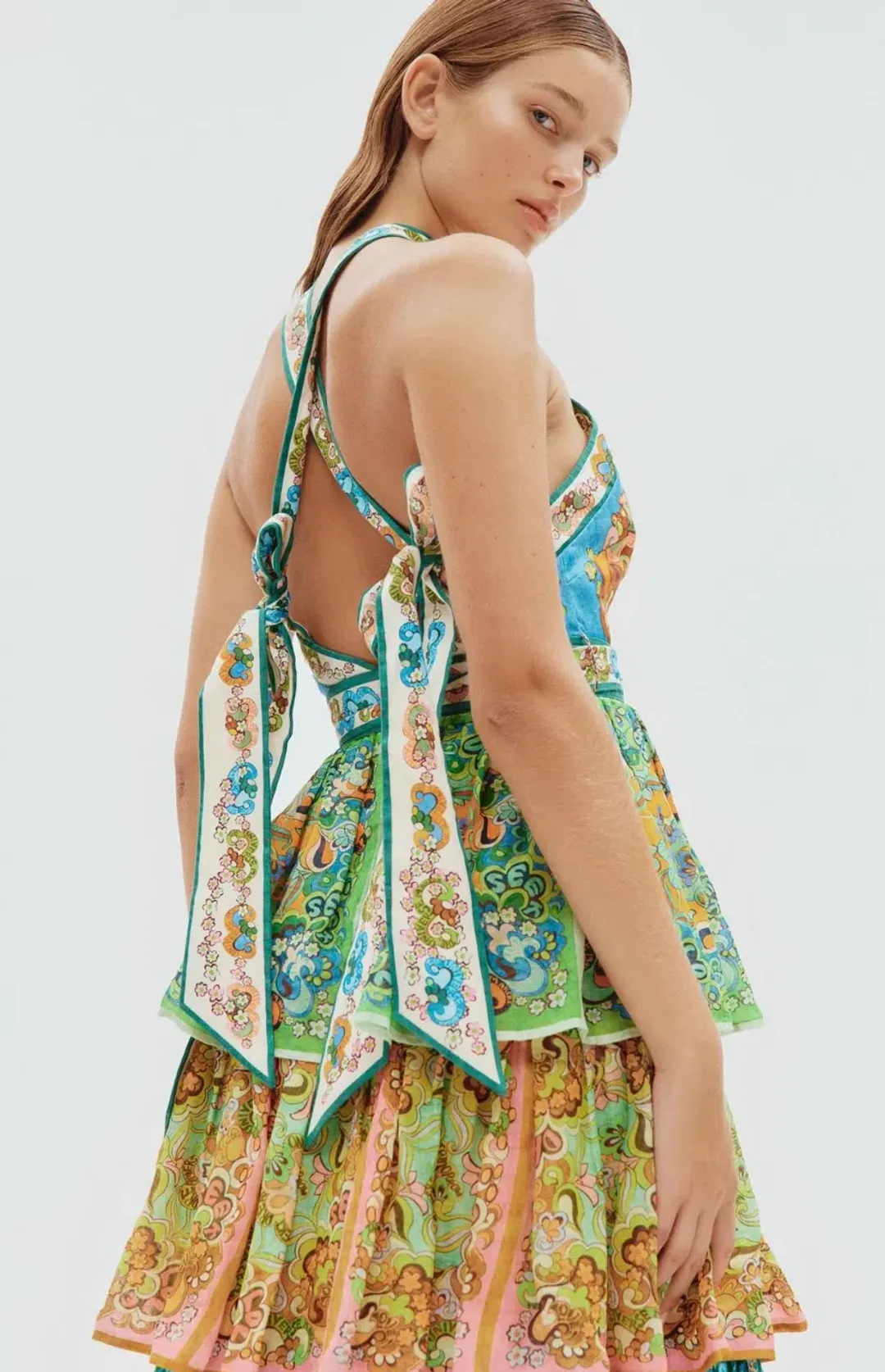 Alemais Dreamer Halter Tier Dress in Multi Size 10 for rent on The Volte - main image