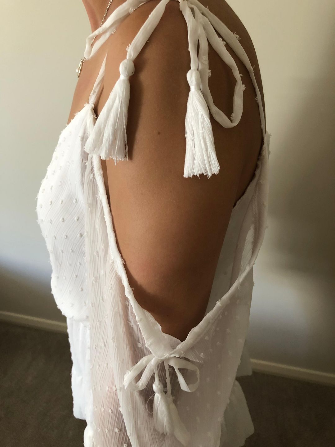 By Nicola Damsel Dress in White Dot Size 8 for rent on The Volte - main image