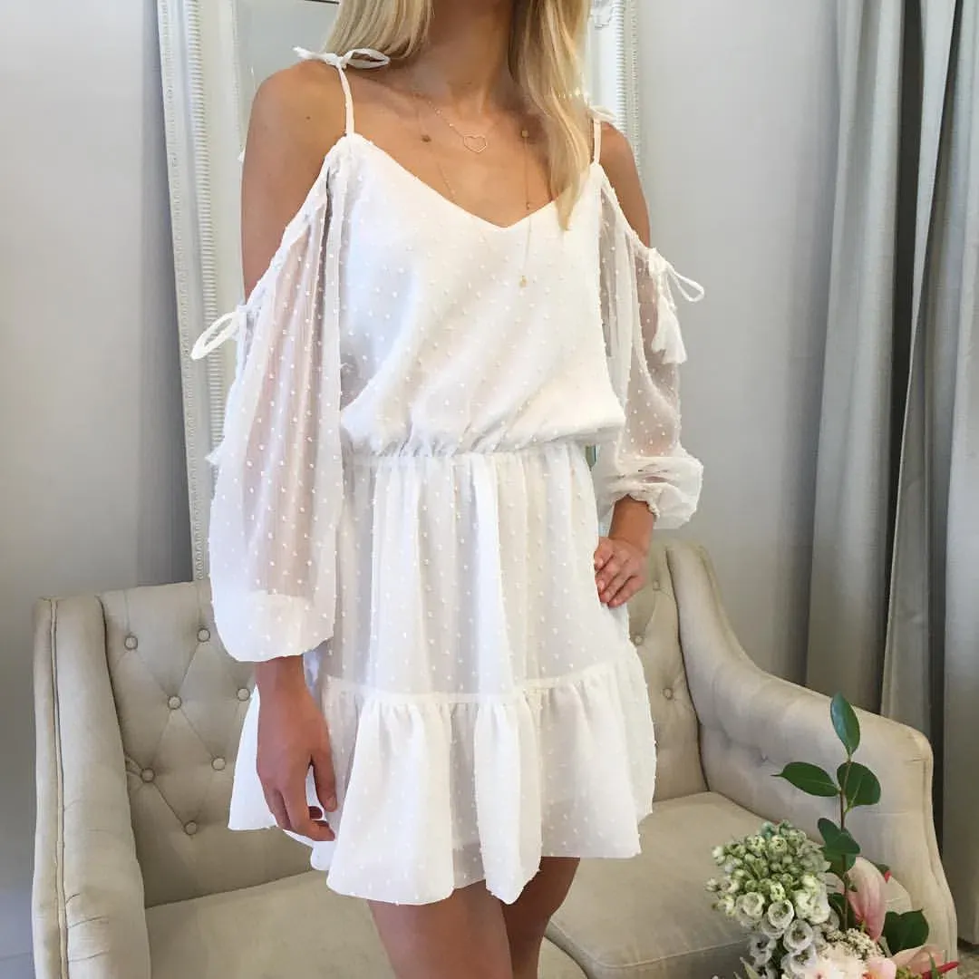 By Nicola Damsel Dress in White Dot Size 8 for rent on The Volte - main image