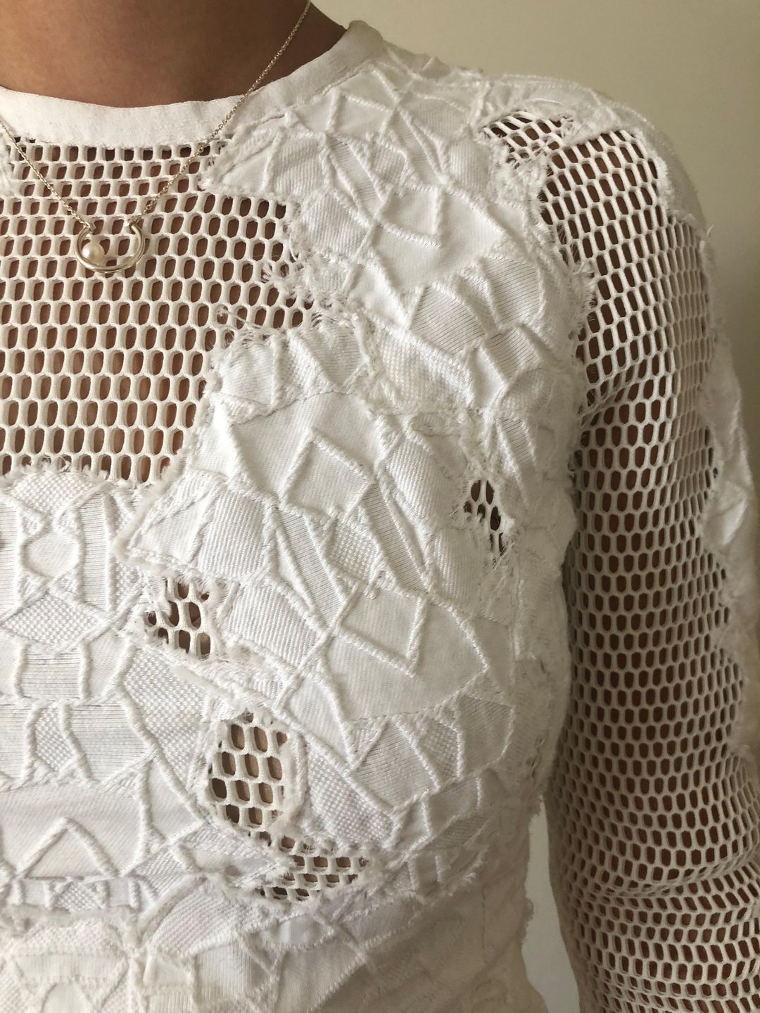 Jonathan Simkhai Burnout Brocade Long Sleeve Dress White Size 8 for rent on The Volte - main image