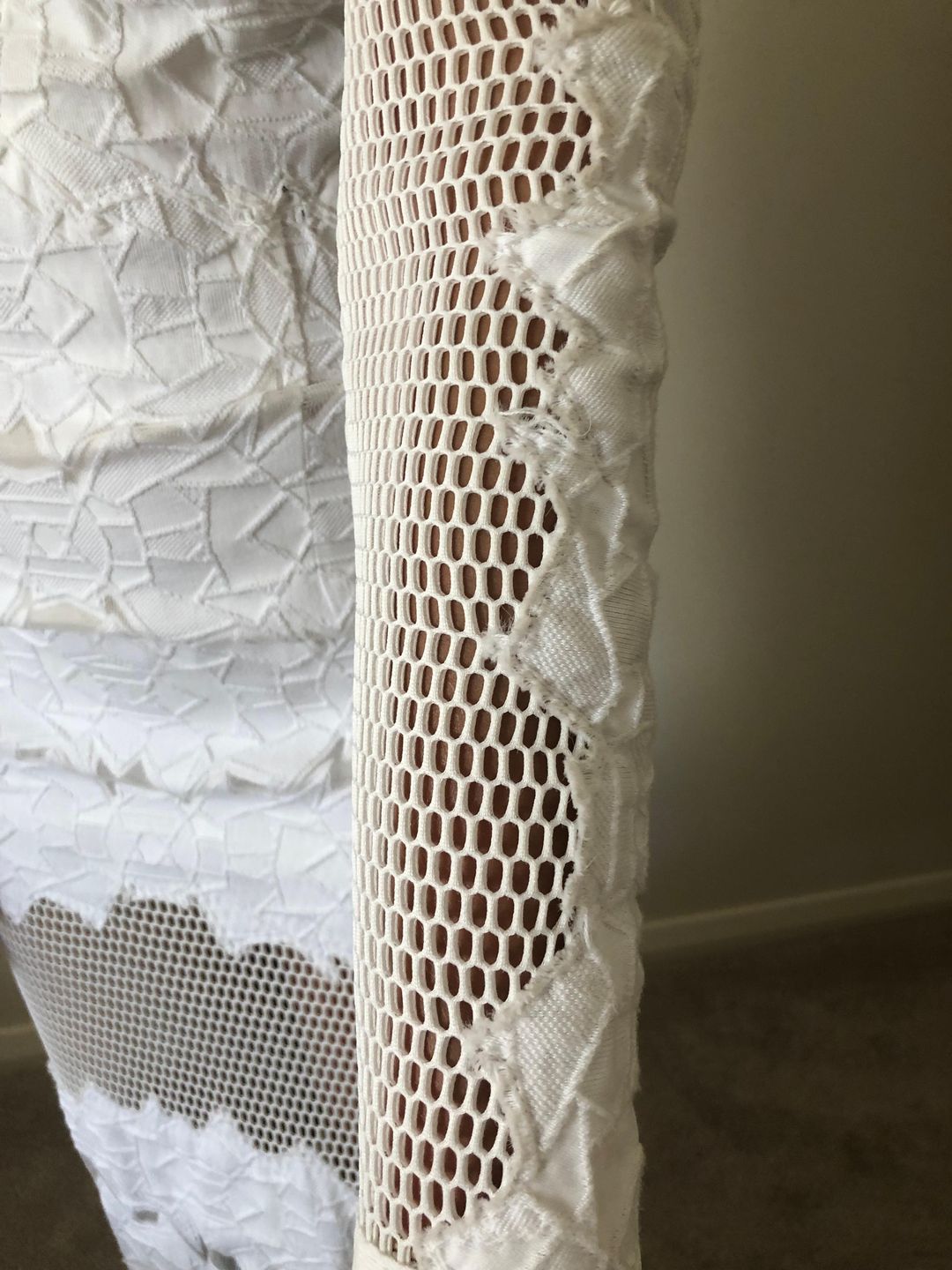 Jonathan Simkhai Burnout Brocade Long Sleeve Dress White Size 8 for rent on The Volte - main image