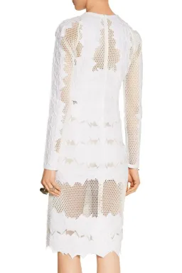 Jonathan Simkhai Burnout Brocade Long Sleeve Dress White Size 8 for rent on The Volte - image 3