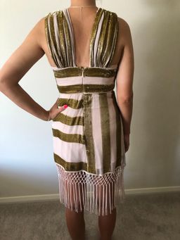 Alice McCall Surrealist Mini Dress in Gold Metallic Size 8 for rent on The Volte - image 5