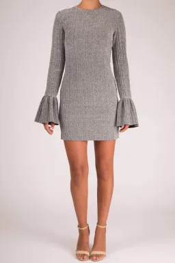 By Johnny Sparkle Pleat Frill Mini Dress Gray Size 6 for rent on The Volte - image 1