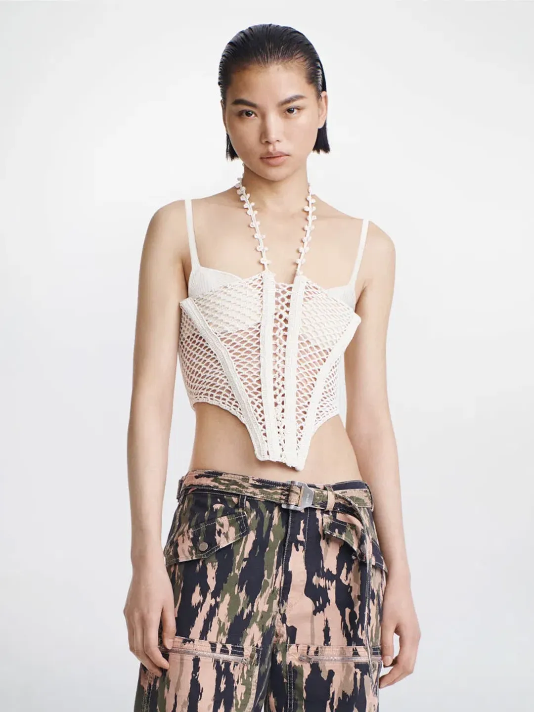 Dion Lee Coral Crochet Corset Cream Size 6 for rent on The Volte - main image