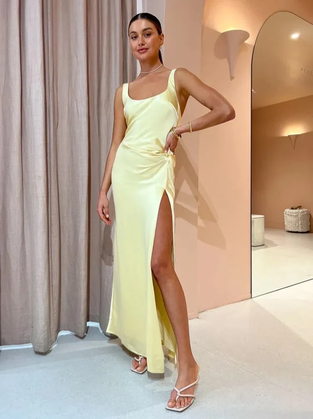 Anna Quan Etta Dress Champagne Lemon Size 8 for rent on The Volte - main image