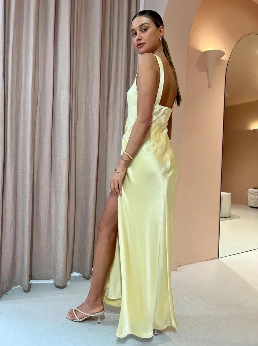 Anna Quan Etta Dress Champagne Lemon Size 8 for rent on The Volte - main image