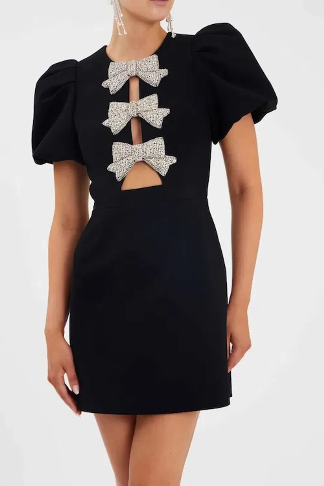 Rebecca Vallance Juliana Puff Sleeve Mini Dress Black Size 10  for rent on The Volte - main image