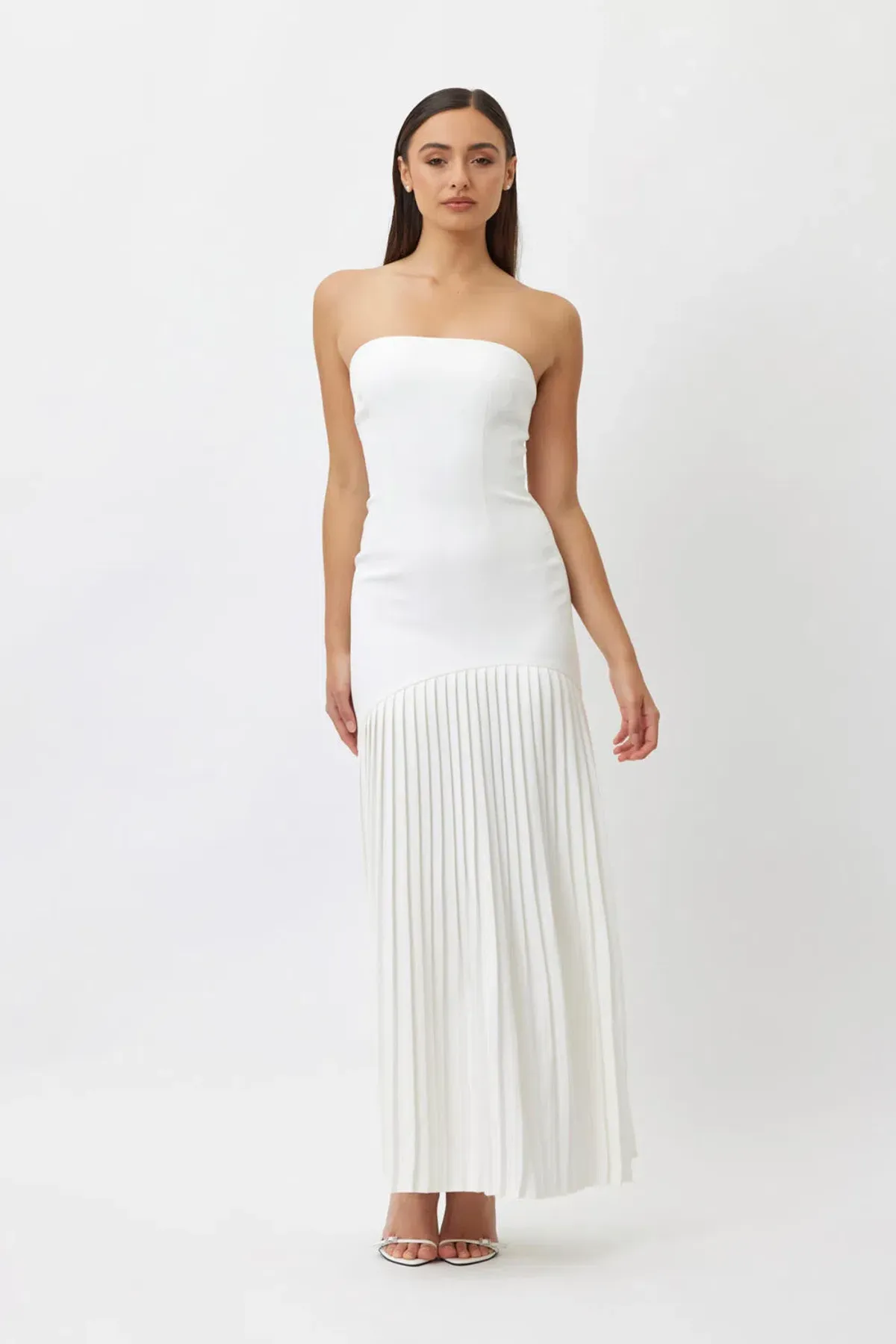 Bianca & Bridgett Mara Pleated Dress White Size 6 for rent on The Volte - main image