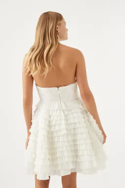Aje Expressive Pleated Mini Dress Ivory Size 8 for rent on The Volte - image 7