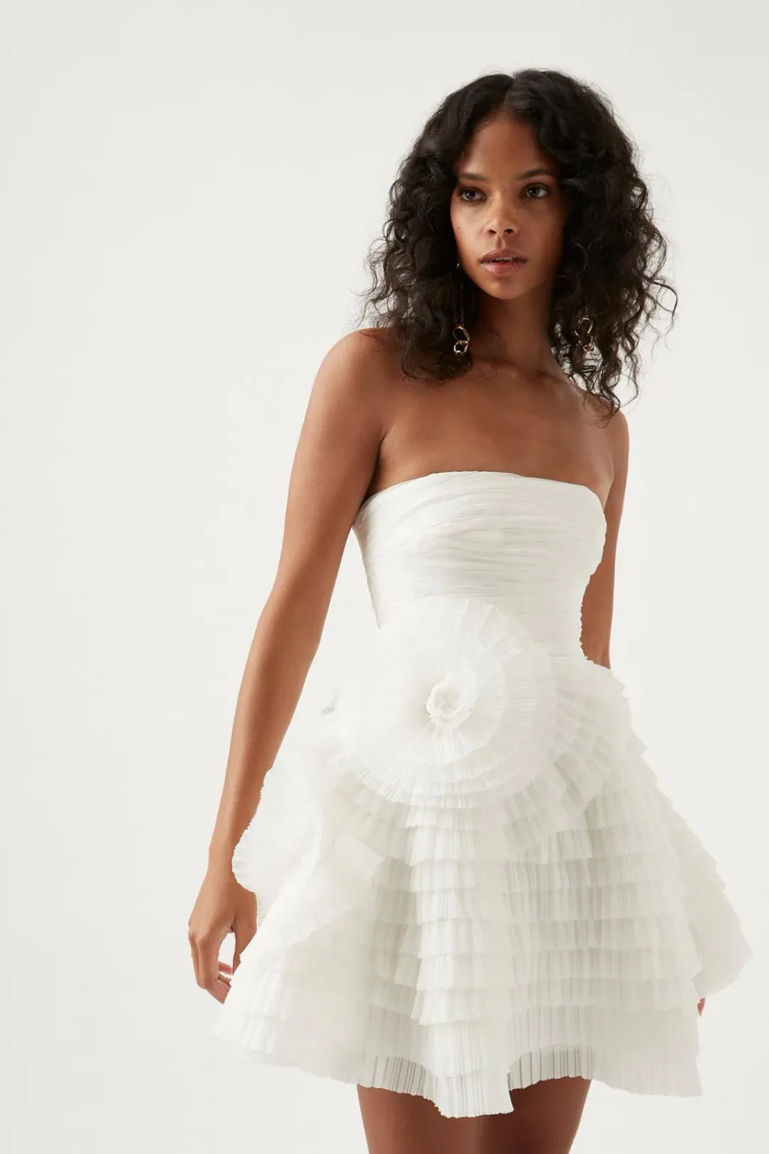 Aje Expressive Pleated Mini Dress Ivory Size 8 for rent on The Volte - main image