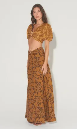  Hansel And Gretel Greer Top And Freya Skirt Set In Gold Leaf Size Xs / Au 6 for rent on The Volte - image 2