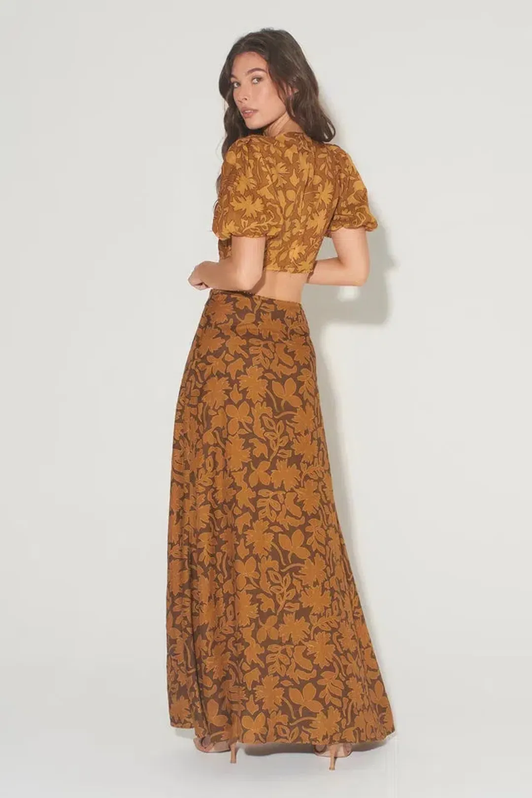  Hansel And Gretel Greer Top And Freya Skirt Set In Gold Leaf Size Xs / Au 6 for rent on The Volte - main image