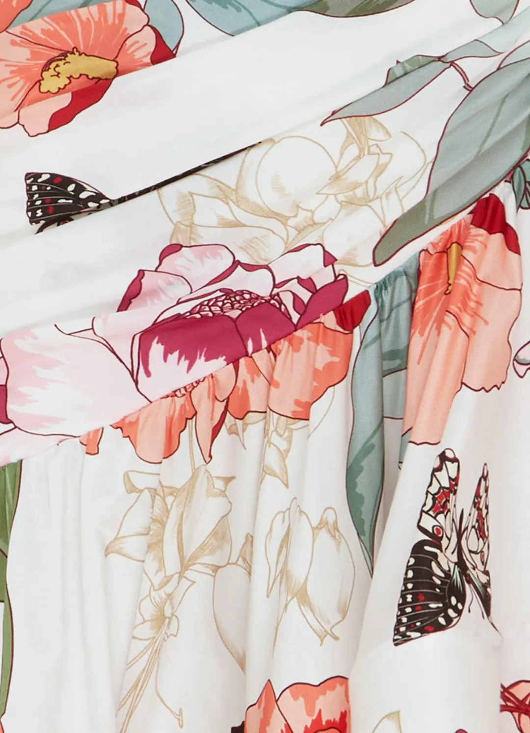 Leo Lin  Tyler Asymmetric Gown Lush Print in White Size 8  for rent on The Volte - main image