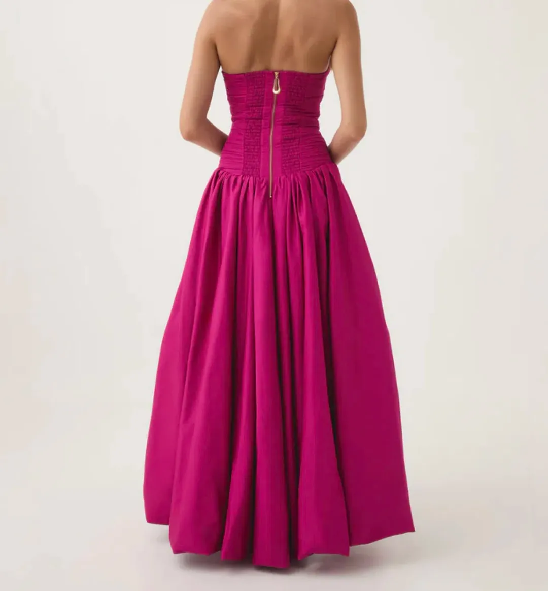 Aje Violette Bubble Hem Maxi Dress Magenta Size 6 for rent on The Volte - main image