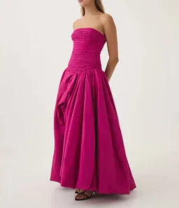 Aje Violette Bubble Hem Maxi Dress Magenta Size 6 for rent on The Volte - image 1