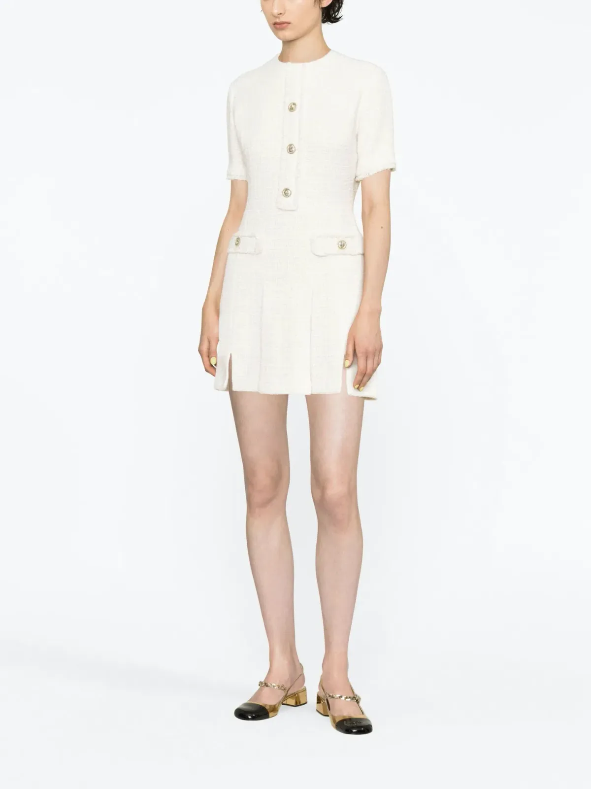 Maje Ralexia Mini Dress in Ecru Size AU 8 for rent on The Volte - main image