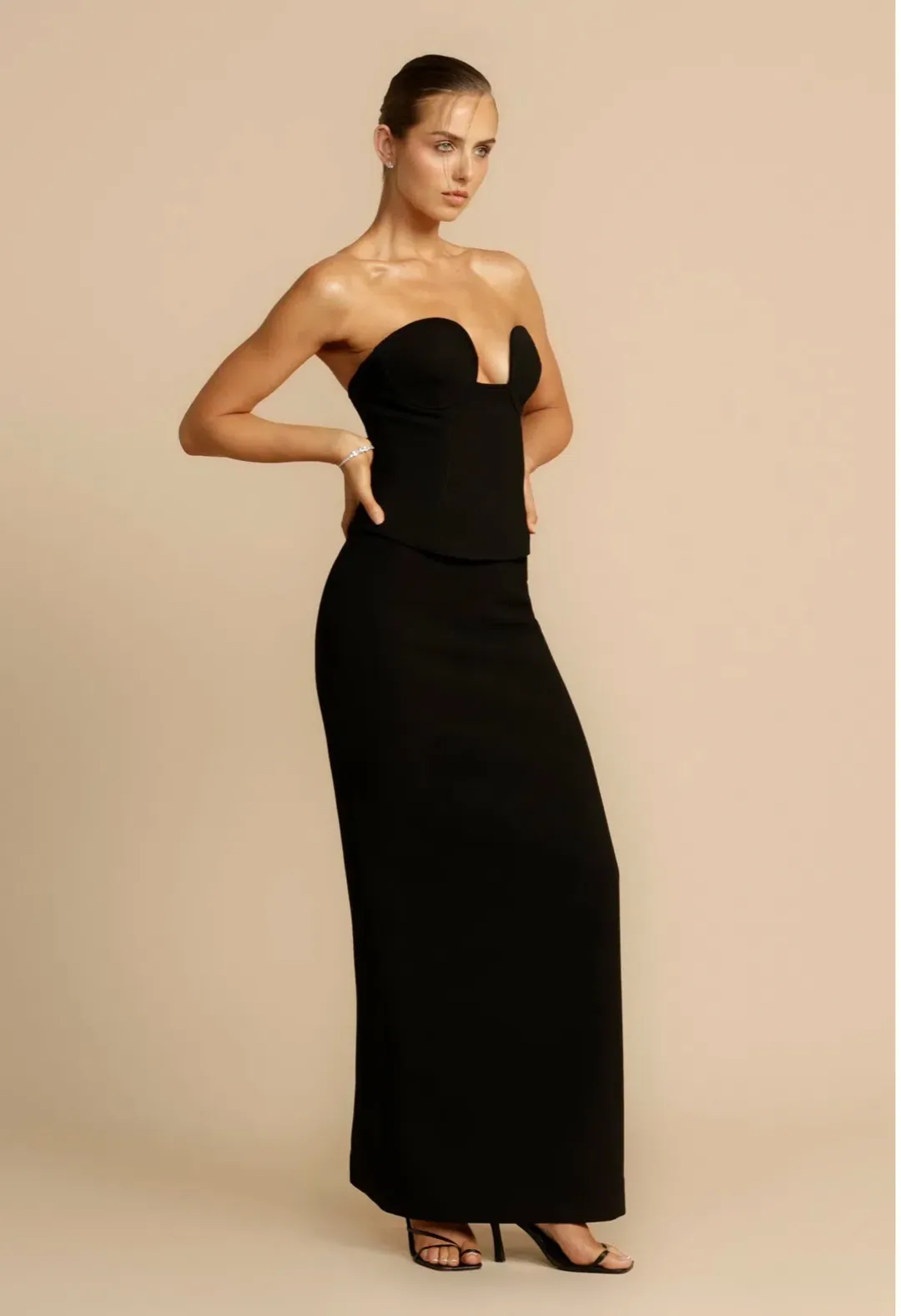 Arcina Ori Frida Bustier and Sloan Skirt Set Black for rent on The Volte - main image