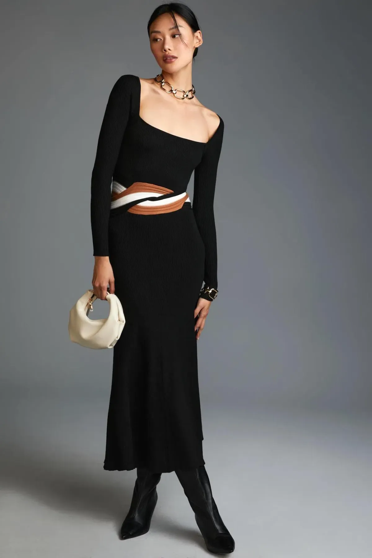 Sovere Inertia Knit Midi Dress Black Size 10 for rent on The Volte - main image
