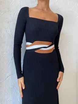 Sovere Inertia Knit Midi Dress Black Size 10 for rent on The Volte - image 3