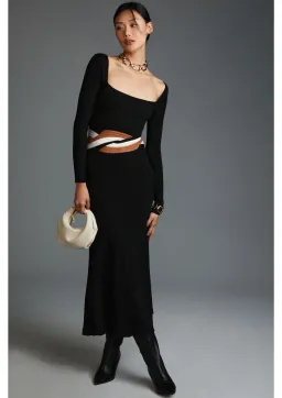Sovere Inertia Knit Midi Dress Black Size 14 for rent on The Volte - image 1