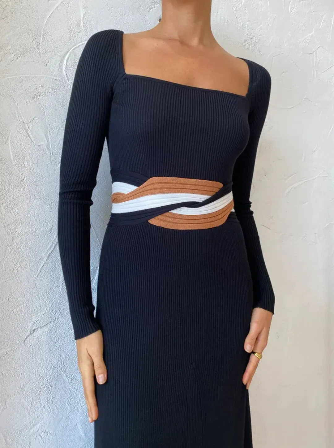 Sovere Inertia Knit Midi Dress Black Size 14 for rent on The Volte - main image