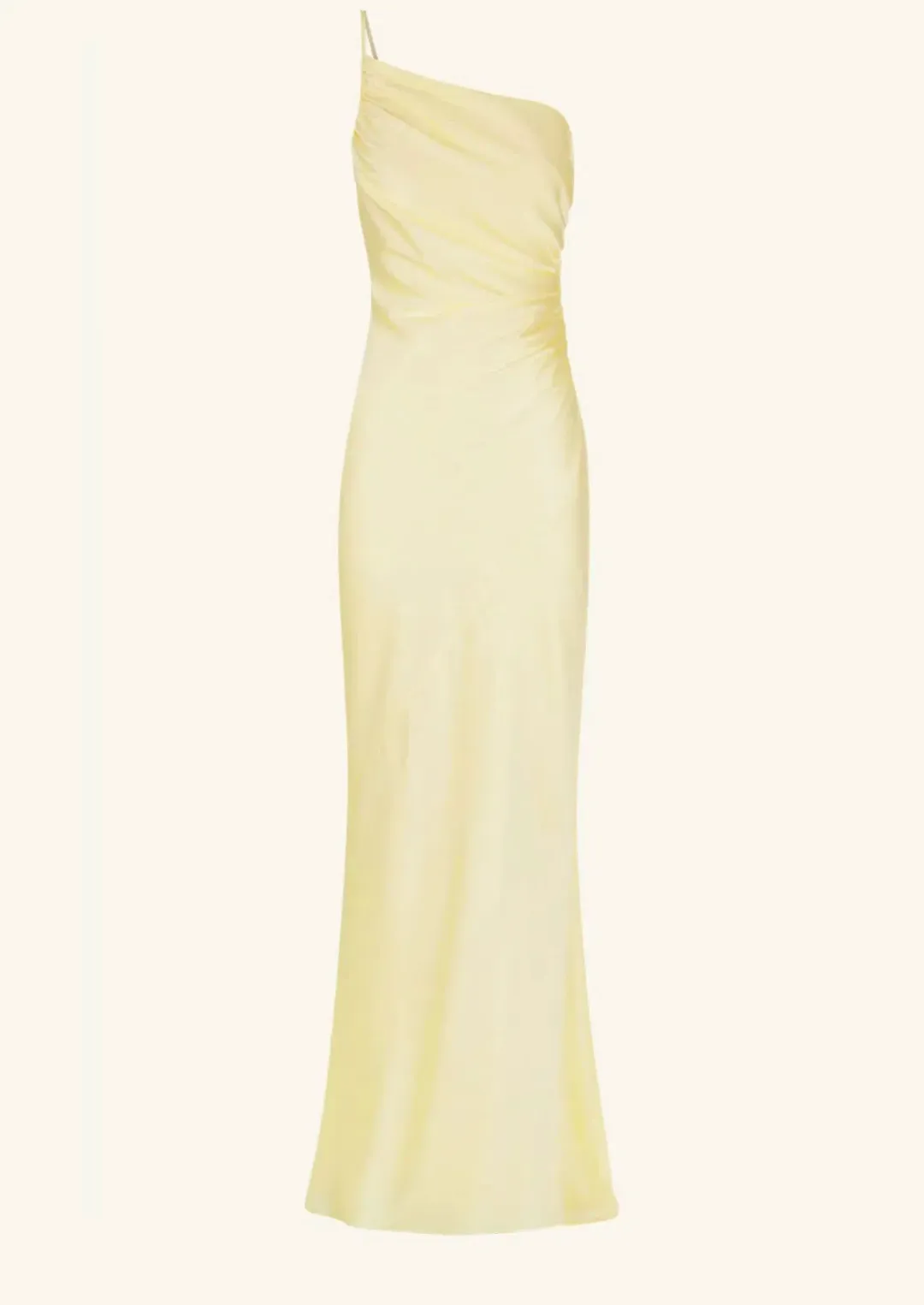 Shona Joy Luxe Asymmetrical Gathered Maxi Dress in Lemon Size 12  for rent on The Volte - main image