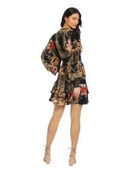 Camilla A Night In The 90s Button Front Frill Dress Black Print Size 8 for rent on The Volte - image 2