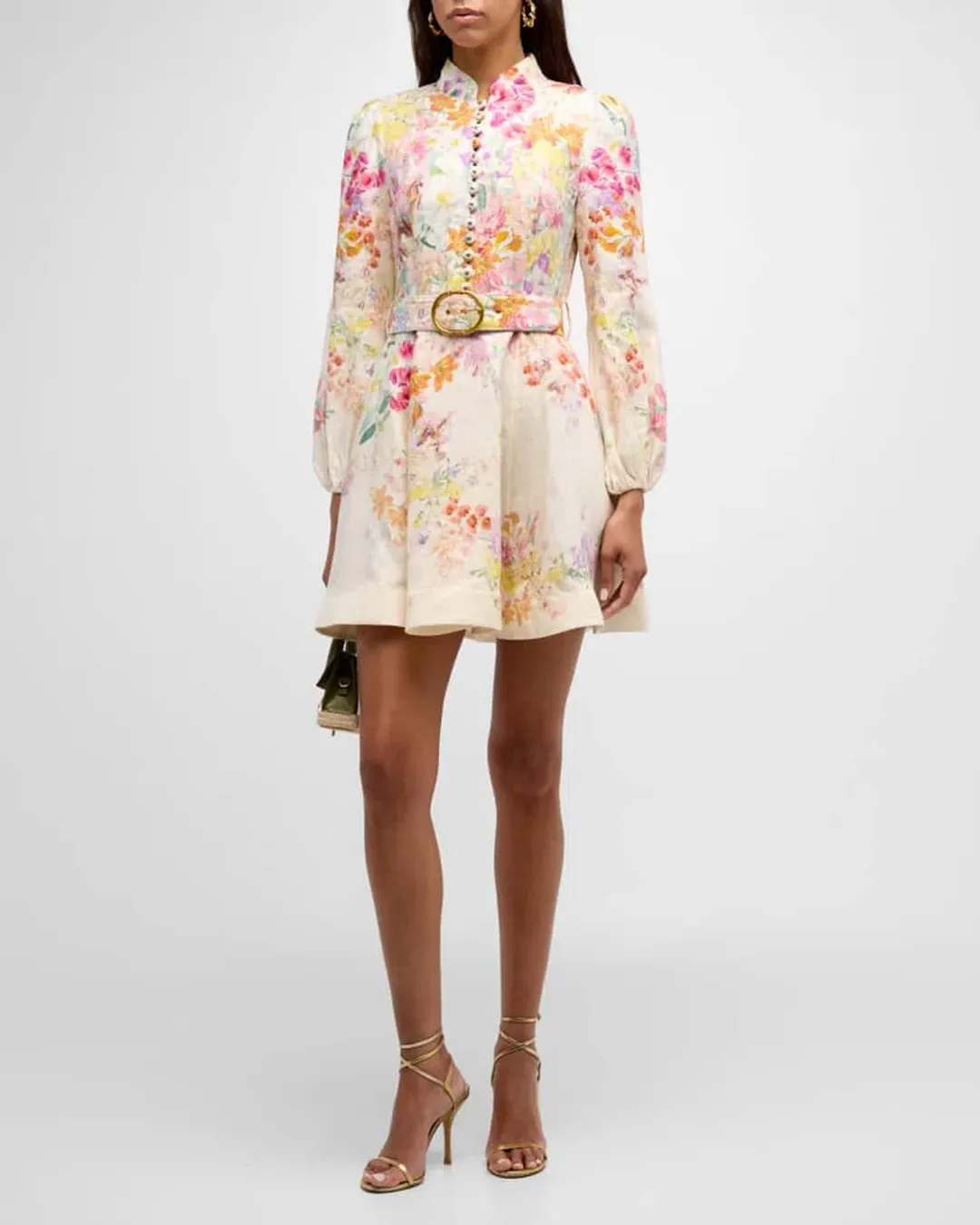 Zimmermann Natura Buttoned Mini Dress Floral Size 8 (0) for rent on The Volte - main image