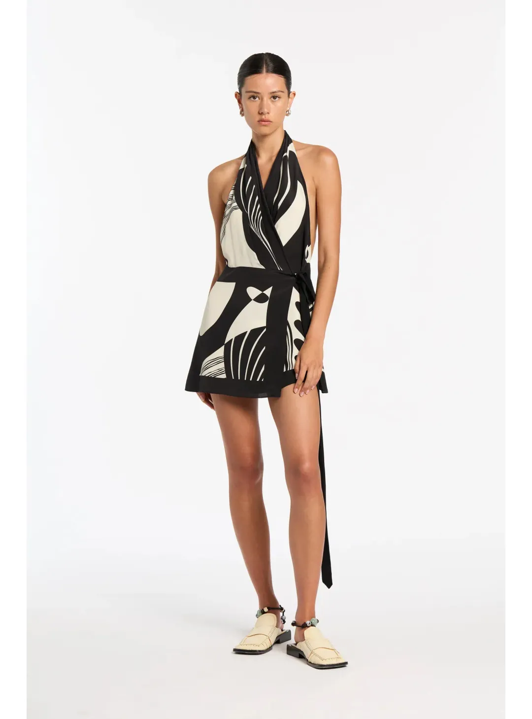 Sir The Label Realisme Wrap Halter Mini Dress in Papier Size 1 / AU 8 for rent on The Volte - main image