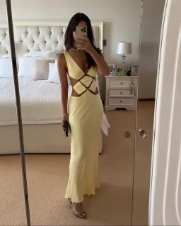 Bec & Bridge Agathe Diamond Dress Butter Yellow Size 8 for rent on The Volte - image 5