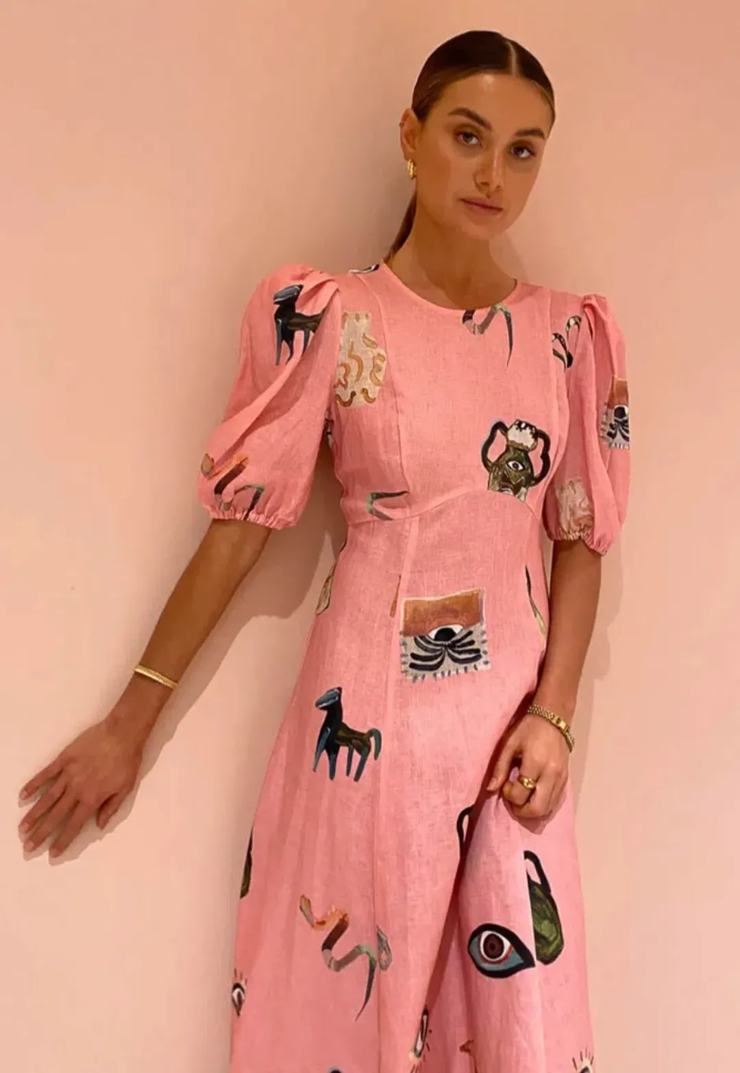 Alemais Cleo Midi Dress Pink Size 8  for rent on The Volte - main image