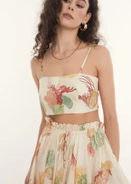 ROOH Collective Summer Crop and Maxi Skirt Set in La Mer Print Size S / AU 8 for rent on The Volte - image 2
