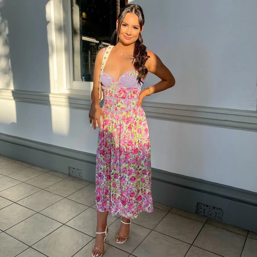 For Love And Lemons Martina Midi Dress Floral Size 8 for rent on The Volte - main image