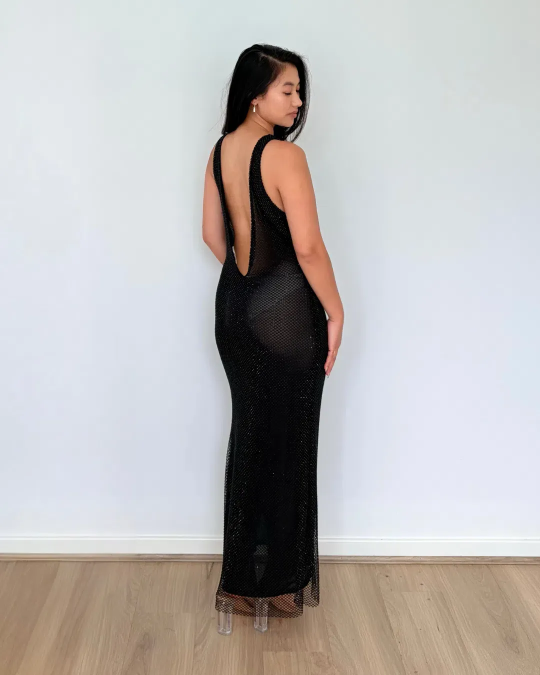 SLA the Label Gigi Diamanté Midi Dress Black Size M for rent on The Volte - main image