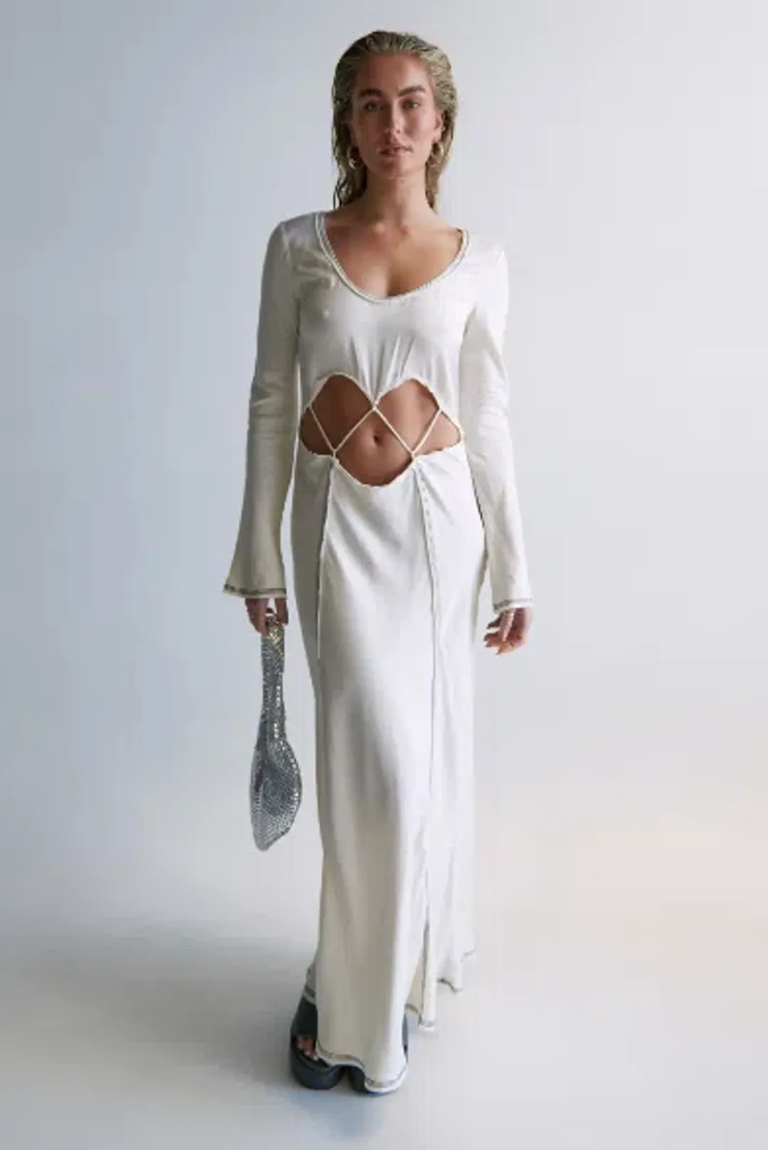 Bec & Bridge Naomi Long Sleeve Maxi Dress Ecru Size 8 for rent on The Volte - main image