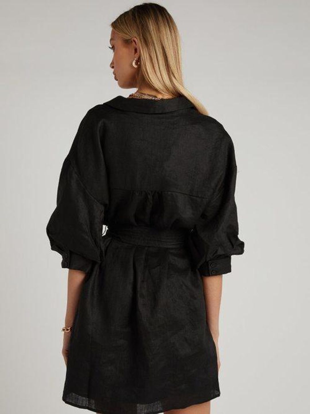 Dissh Libby Linen Mini Dress Black Size 6 for rent on The Volte - main image