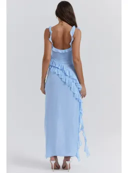 House of CB Ariela Ruffle Maxi Dress in Soft Blue Size S / AU 8 for rent on The Volte - image 3