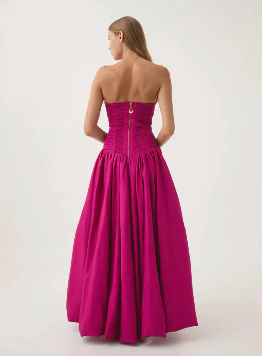 Aje Violette Bubble Hem Maxi Dress Deep Magenta Size 10  for rent on The Volte - main image