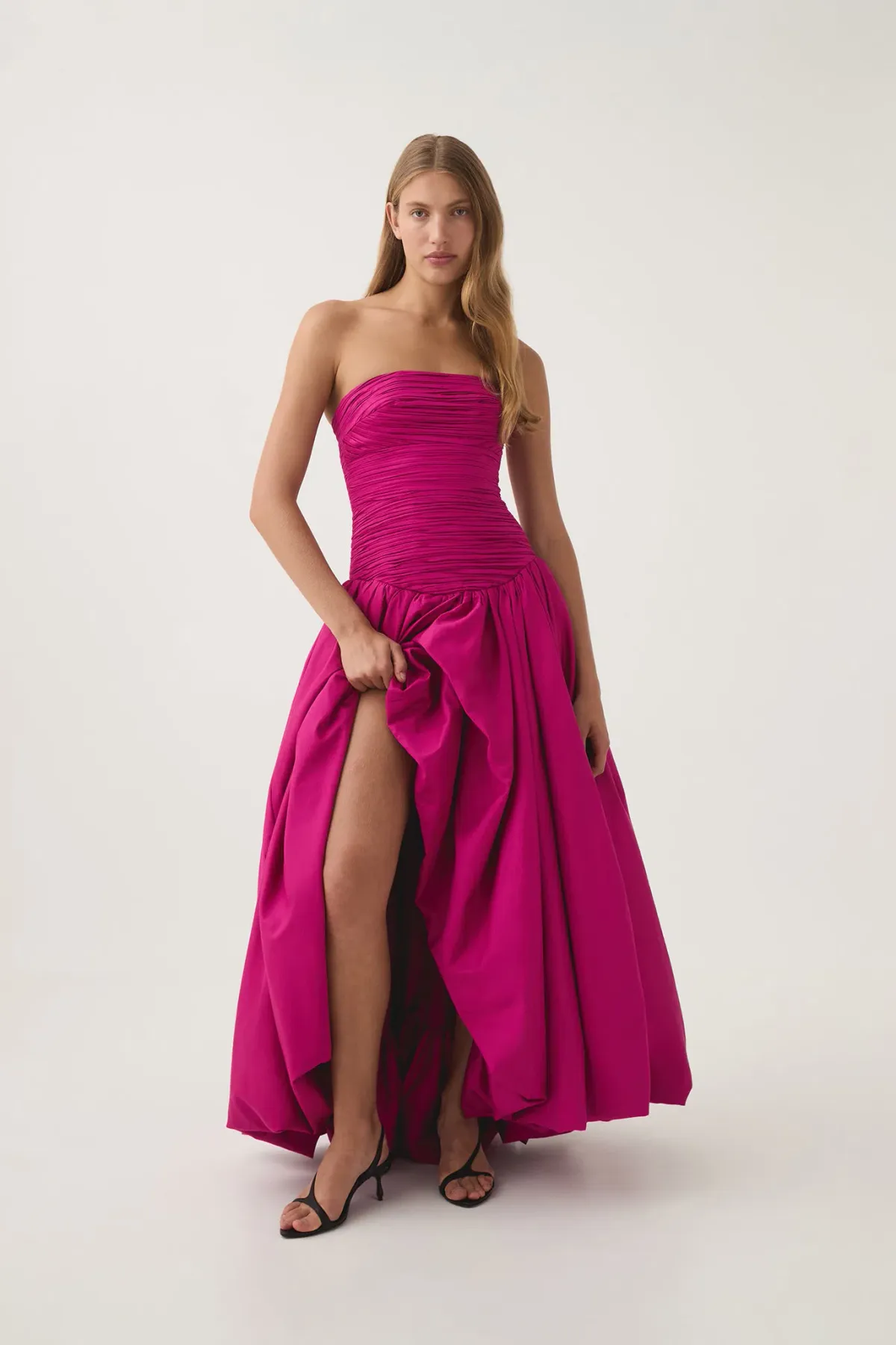 Aje Violette Bubble Hem Maxi Dress Deep Magenta Size 10  for rent on The Volte - main image