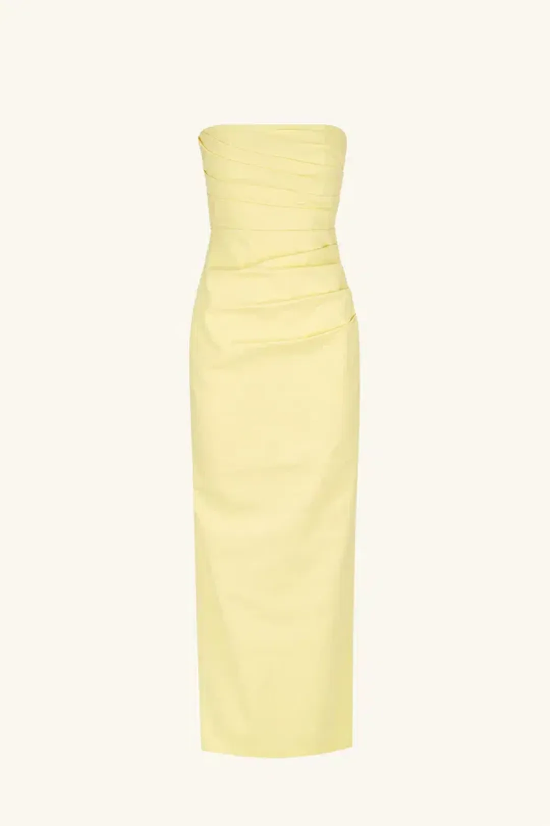 Shona Joy Lani Strapless Draped Maxi Dress Lemon Size 10 for rent on The Volte - main image